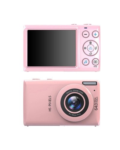 Digital Camera 64MP Video Camera with 18x Digital Zoom Auto-Focus 2.8" IPS Screen (Pink)
