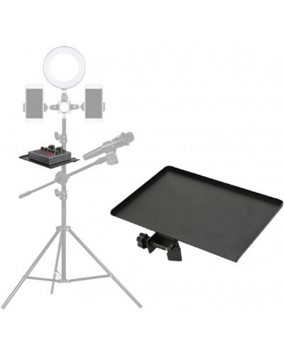 Universal Sound Card Tray Iron Clamp Microphone Stand Tabletop Tripod Shelf Speaker Clamp-On Mic Stand Speaker Stand Tray Large