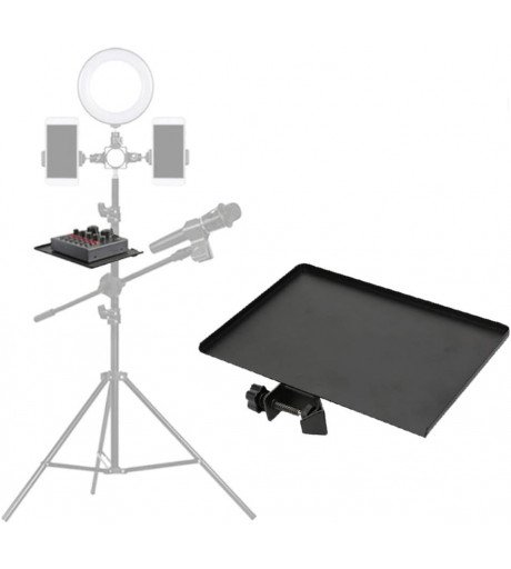 Universal Sound Card Tray Iron Clamp Microphone Stand Tabletop Tripod Shelf Speaker Clamp-On Mic Stand Speaker Stand Tray Large