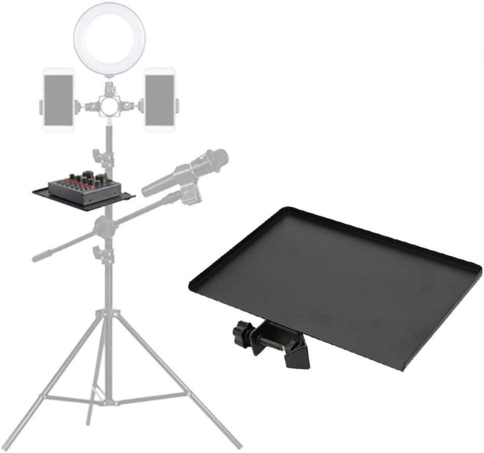 Universal Sound Card Tray Iron Clamp Microphone Stand Tabletop Tripod Shelf Speaker Clamp-On Mic Stand Speaker Stand Tray Large