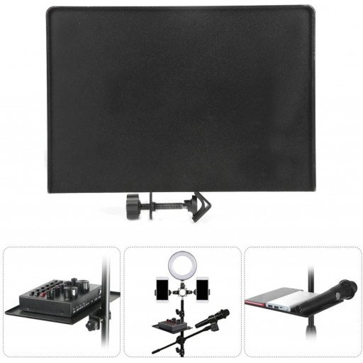 Universal Sound Card Tray Iron Clamp Microphone Stand Tabletop Tripod Shelf Speaker Clamp-On Mic Stand Speaker Stand Tray Large