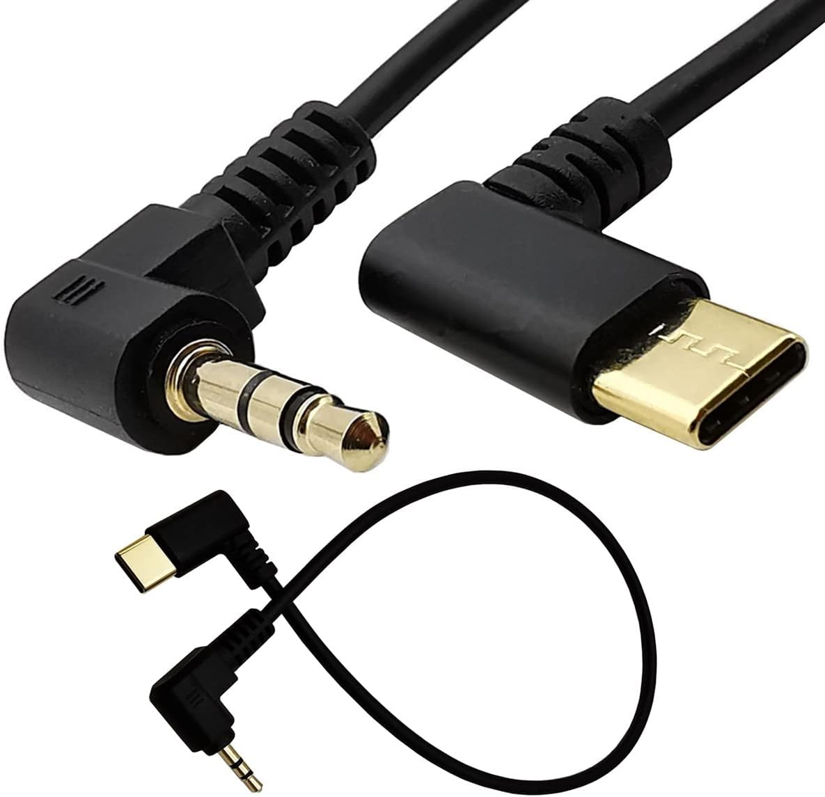 USB Type-C to 3.5mm 90 Degree Double elbow Right Angled Audio Aux Jack