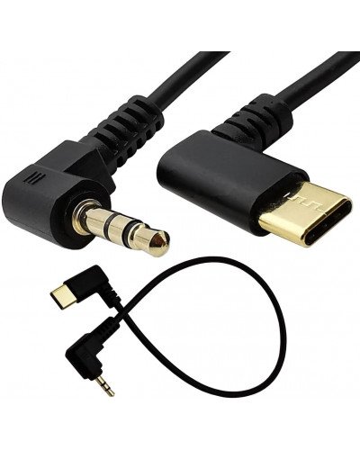 USB Type-C to 3.5mm 90 Degree Double elbow Right Angled Audio Aux Jack