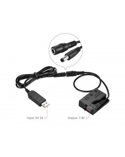 USB Cable DR-E8 Dummy Battery with DC Power Bank USB Adapter Cable Replacement for LP-E8 for Canon EOS 700D 650D 600D 550D KISS X4 X5 X6 T2i T3i T5i