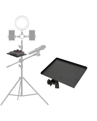 Universal Sound Card Tray Iron Clamp Microphone Stand Tabletop Tripod Shelf Speaker Clamp-On Mic Stand Speaker Stand Tray Midium