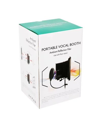 Foldable Microphone Reflection Filter 5 Doors Plastic Mic Sound Isolation Shield Acoustic