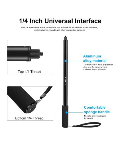 PULUZ 2M Metal Selfie Stick Monopod for Insta360 One RS/X2/X3/X4
