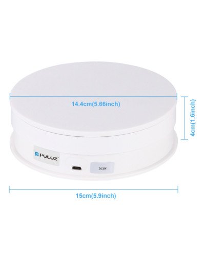 PULUZ 15cm Adjusting Speed Rotating Turntable Display Stand Load 3kg(White)