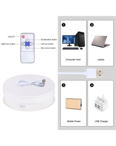 PULUZ 15cm Adjusting Speed Rotating Turntable Display Stand Load 3kg(White)
