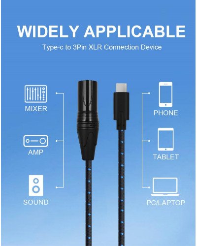 Type C to XLR Cable 3 Pin XLR High Speed Sound Quality Connection Device Audio Cable Adapter for 100cm