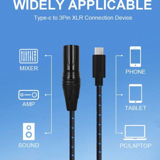 Type C to XLR Cable 3 Pin XLR High Speed Sound Quality Connection Device Audio Cable Adapter for 100cm