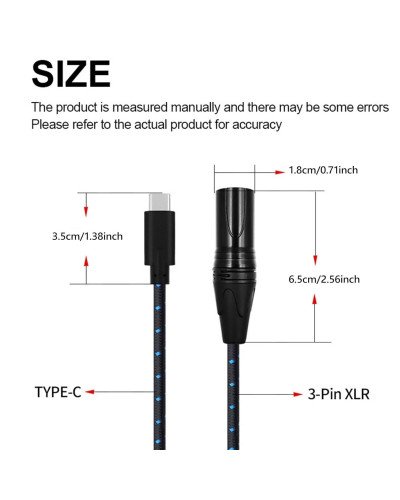 Type C to XLR Cable 3 Pin XLR High Speed Sound Quality Connection Device Audio Cable Adapter for 100cm