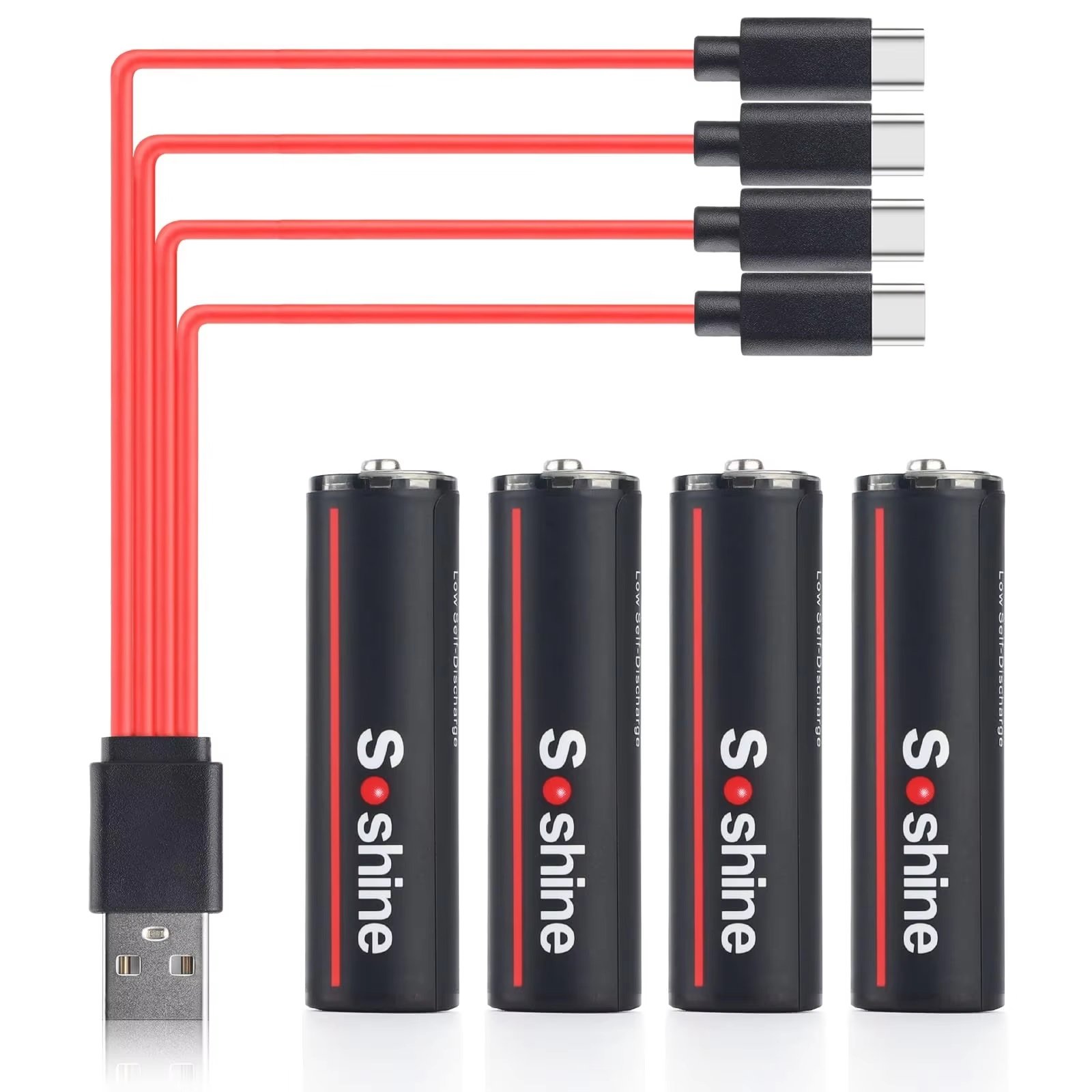 USB Type-C 2600mWh Lithium Battery AA 4Pc Rechargeable Batteries