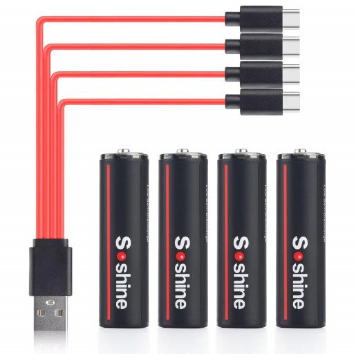 USB Type-C 2600mWh Lithium Battery AA 4Pc Rechargeable Batteries