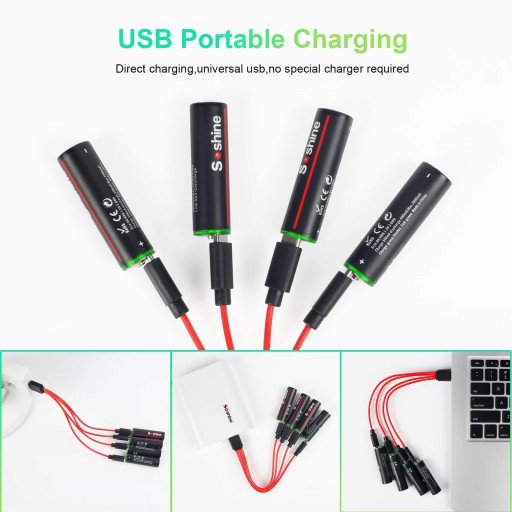 USB Type-C 2600mWh Lithium Battery AA 4Pc Rechargeable Batteries