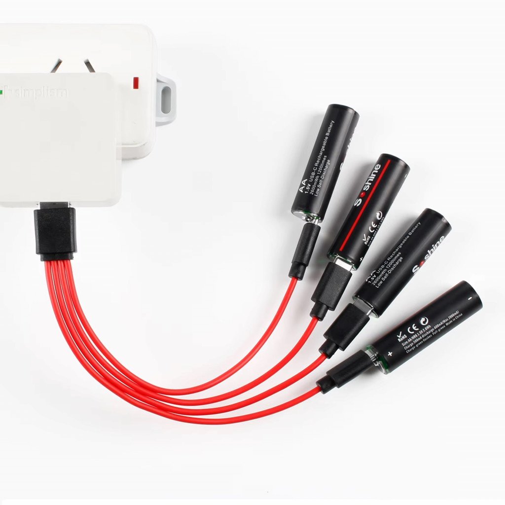 USB Type-C 2600mWh Lithium Battery AA 4Pc Rechargeable Batteries