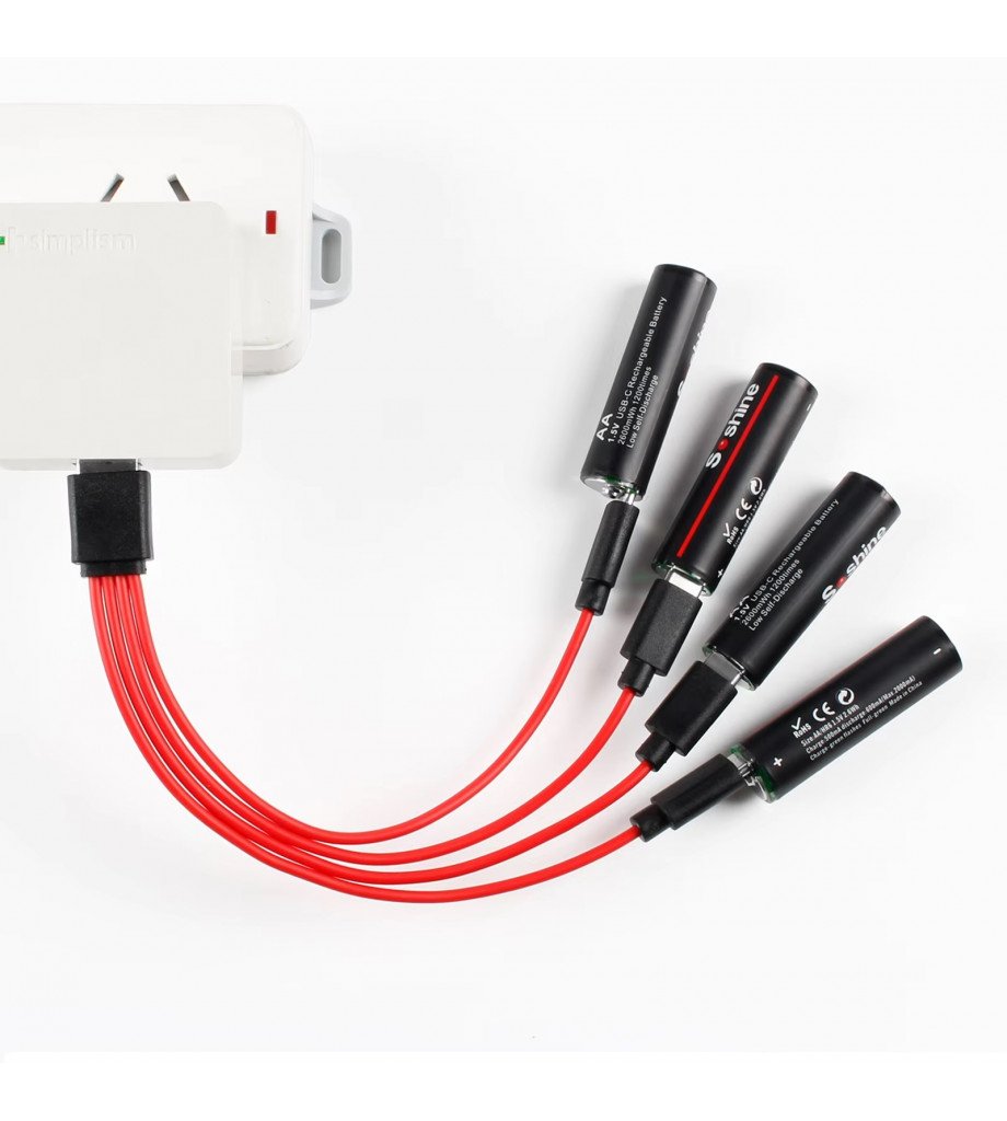 USB Type-C 2600mWh Lithium Battery AA 4Pc Rechargeable Batteries