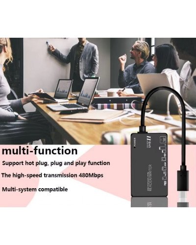 6in1 USB/Type C Multi USB Splitter TF/SD/MS/CF/M2/XD Memory Card Reader Adapter