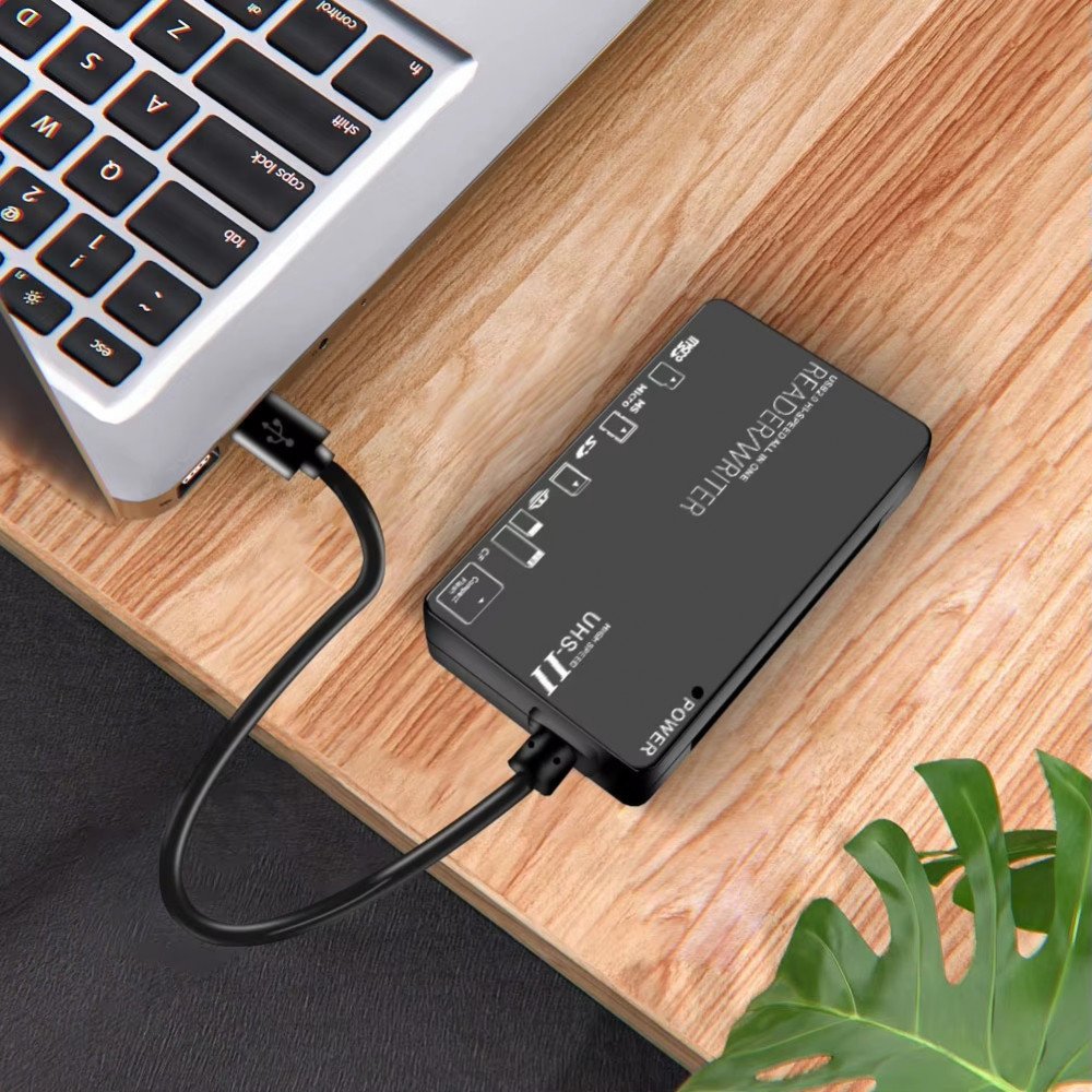 6in1 USB 2.0 Multi USB Splitter TF/SD/MS/CF/M2/XD Memory Card Reader Adapter