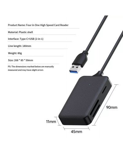 4in1 SD Micro SD TF CF MS Memory Card Reader Adapter