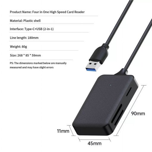4in1 SD Micro SD TF CF MS Memory Card Reader Adapter