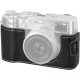 Leather Camera Half Case Compatible with Fujifilm X100VI Digital Camera Black with Strap