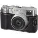 Leather Camera Half Case Compatible with Fujifilm X100VI Digital Camera Black with Strap