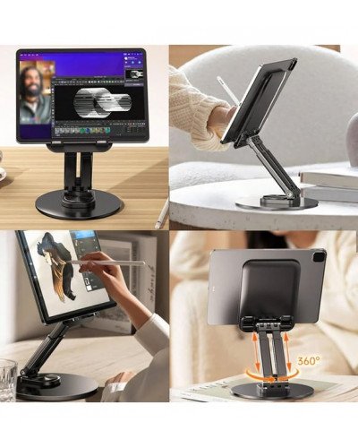 Folding Metal Rotating Tabletop Metal Bracket Multifunctional Rotating Cell Phone Holder