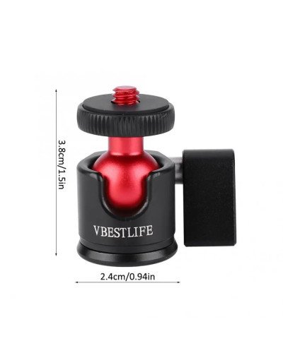 Mini Ball Head Mount Aluminum Alloy 360 Degree 1/4" Screw Mount