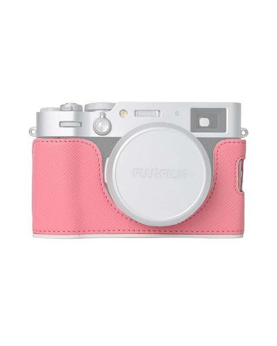 Leather Camera Half Case Compatible with Fujifilm X100VI Digital Camera Pink 
