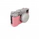 Leather Camera Half Case Compatible with Fujifilm X100VI Digital Camera Pink 