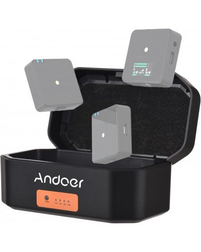 Wireless Microphone Charging Case 3-Slot 4200mAh USB-C PD Battery Quick Charge Charger for RODE Wireless GO I/GO II