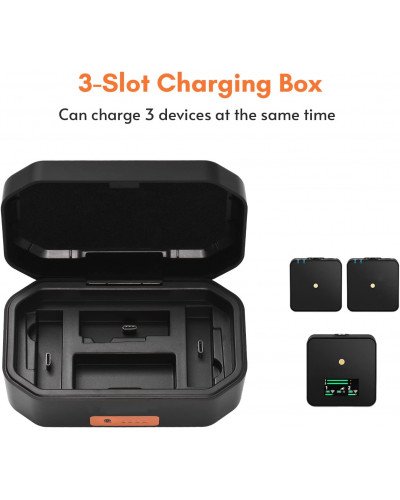 Wireless Microphone Charging Case 3-Slot 4200mAh USB-C PD Battery Quick Charge Charger for RODE Wireless GO I/GO II