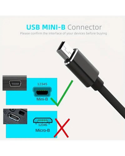 USB Type-C to USB Mini B 5 Pin Braided Cable 1M