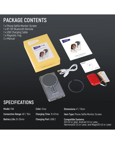 NEEWER BASICS F4B 4" Magnetic Phone Vlog Selfie Monitor Screen