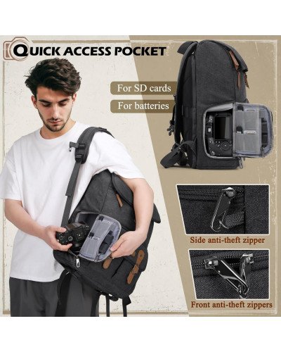 Camera Bag DSLR/SLR/Mirrorless Camera Backpack for Photographers Photography Case Backpacks With 15.6" Laptop Compartment