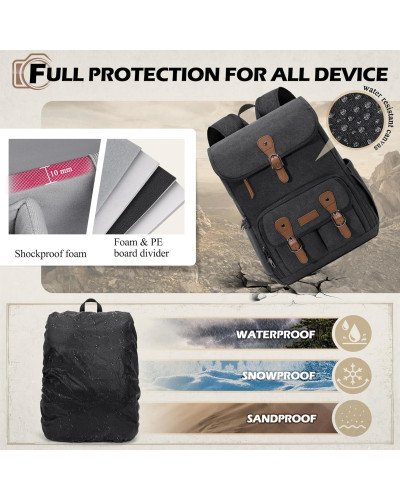 Camera Bag DSLR/SLR/Mirrorless Camera Backpack for Photographers Photography Case Backpacks With 15.6" Laptop Compartment