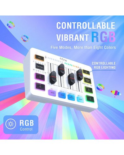 FIFINE AmpliGame SC3 Gaming USB Mixer Audio Mixer for Streaming & Podcast White FIFINE AmpliGame SC3 Gaming USB Mixer Audio Mixer for Streaming & Podcast White