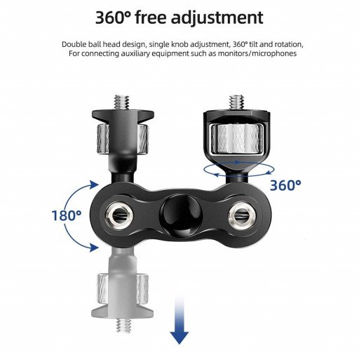 Aluminum Alloy Ball Head Bracket with 1/4" Screw Mount Arm Holder