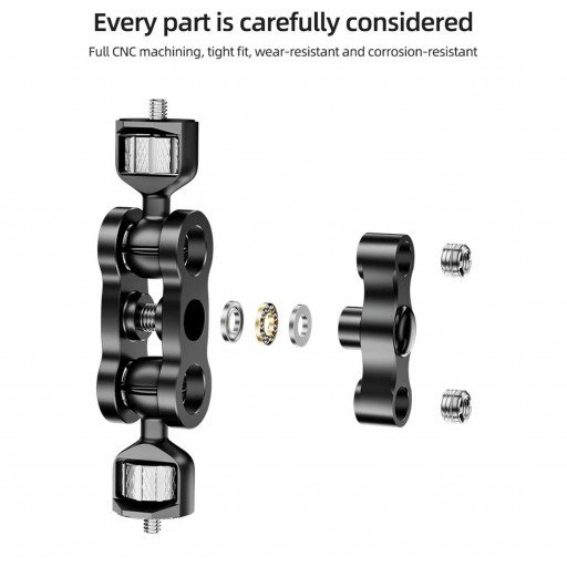 Aluminum Alloy Ball Head Bracket with 1/4" Screw Mount Arm Holder