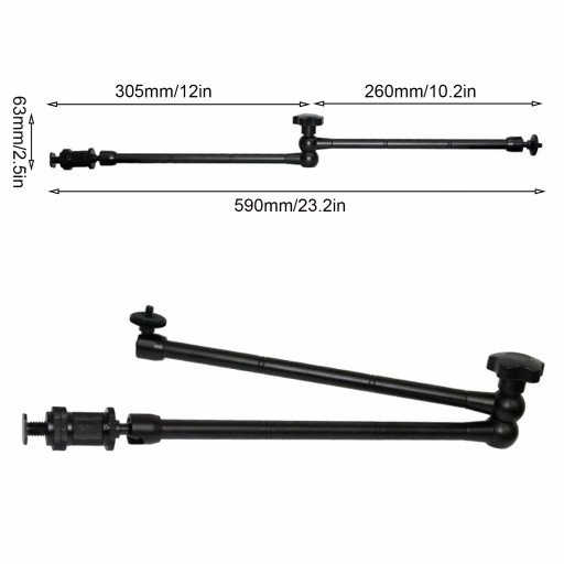 Aluminum Alloy Camera Arm Super Clamp 20inch Arm And Clamp