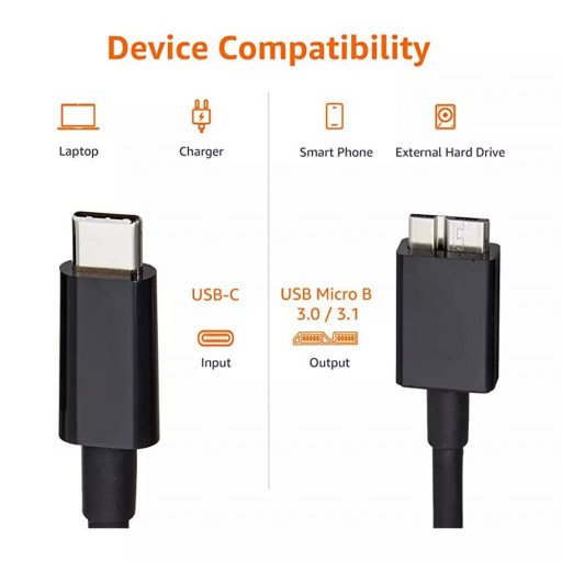 Type-C to Micro B External Hard Drive Cable 1M