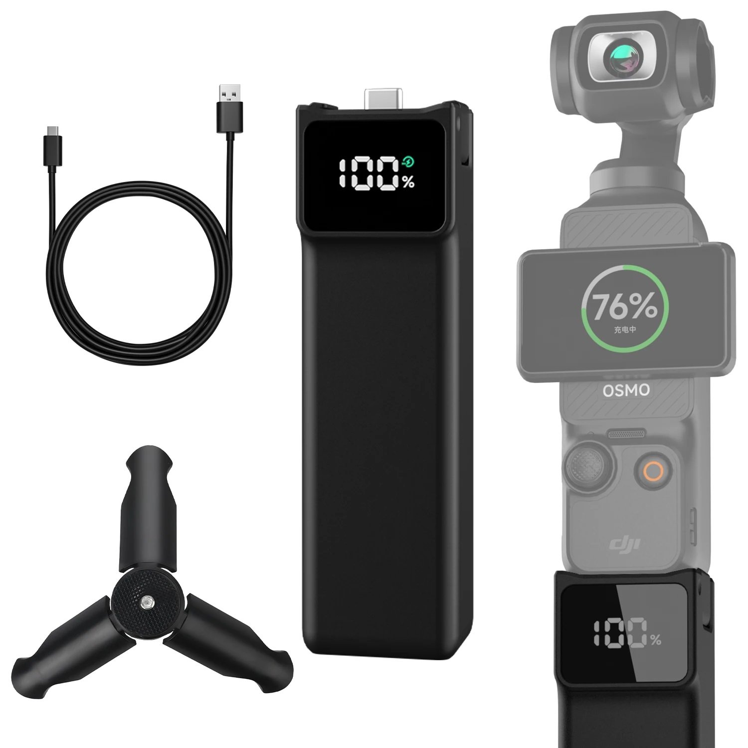 Portable Battery Handle for DJI Osmo Pocket 3 5000mAh with MINI Tripod