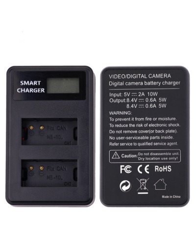 NB-10L Battery Charger LCD Smart USB Dual Channel Charger