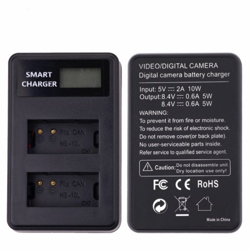 NB-10L Battery Charger LCD Smart USB Dual Channel Charger