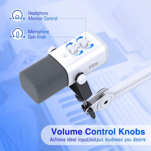 FIFINE Ampligame AM8T USB/XLR Gaming Microphone Kit (White)