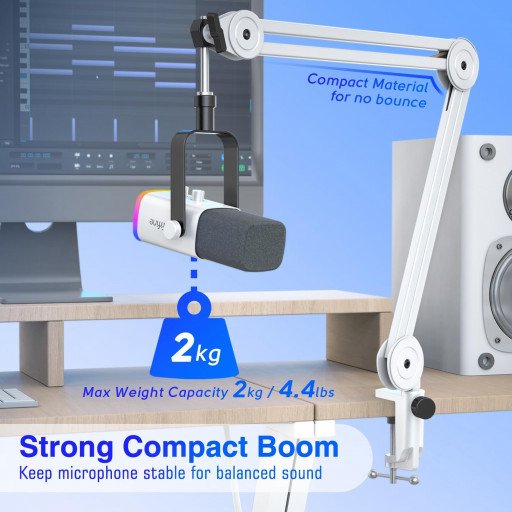 FIFINE Ampligame AM8T USB/XLR Gaming Microphone Kit (White)