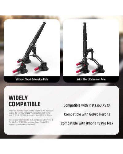 NEEWER CA065 Triple Suction Cup Camera Car Mount