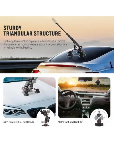 NEEWER CA065 Triple Suction Cup Camera Car Mount