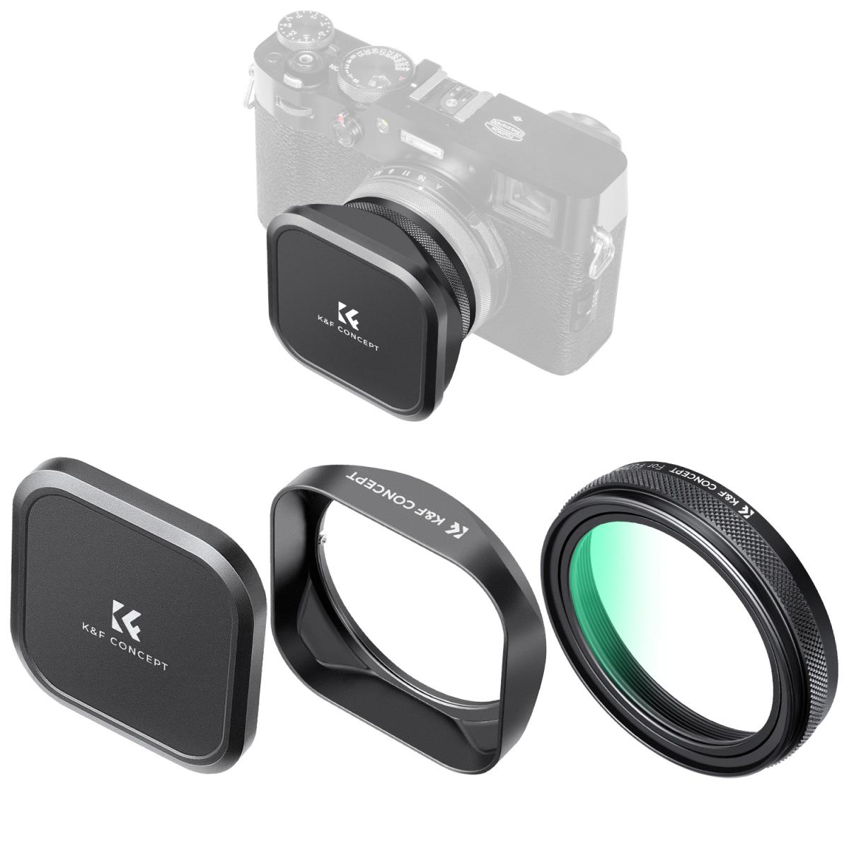 K&F Concept Nano-X MCUV Filter Hood and Cap for FUJIFILM X100 Series (Black)